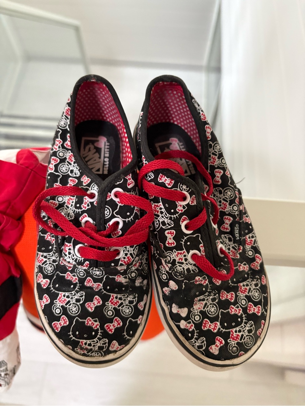 Hello Kitty Black Canvas Kids Sneakers with Red Accents